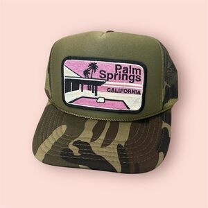 Camo Trucker Hat with Palm Springs Patch